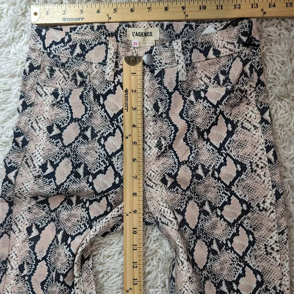 L’AGENCE Marguerite Pink Python Print High Rise Skinny Jeans 25 NWT